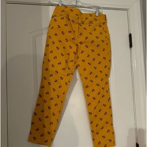 Old navy pixie multicolored trousers size 6. Mustard and pink roses